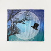 冬の魔法スノーマンズハットフルムーン タペストリー (正面(横))