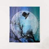 冬の魔法スノーマンズハットフルムーン タペストリー (正面)