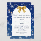 冬の魔法ツインベビーシャワー招待状 招待状 (正面/裏面)