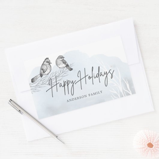 冬の魔法ハッピーホリデイズ 長方形シール (封筒)