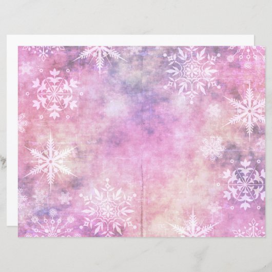 冬の魔法ピンクスノースクラップブックページ紙 | フェスト (正面/裏面)