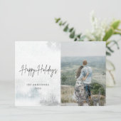 冬の魔法水の色のホリデーフォトカード 招待状 (スタンド正面)