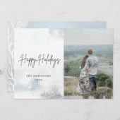 冬の魔法水の色のホリデーフォトカード 招待状 (正面/裏面)