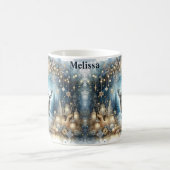 冬の魔法追加の名前バック鹿クリスマスプレゼント コーヒーマグカップ (中央)