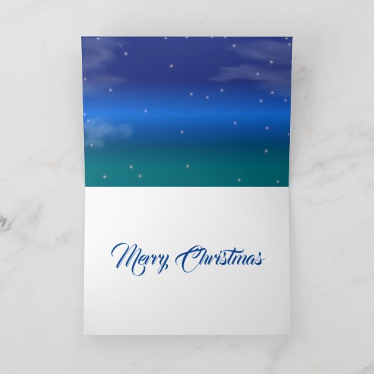 冬の魔法雪だるまハットフルムーンクリスマス シーズンカード (内部)