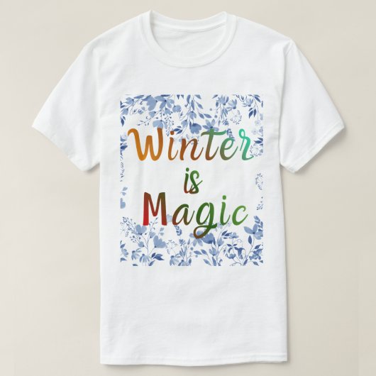 冬の魔法 - 氷のような花のフレーム Tシャツ (デザイン正面)