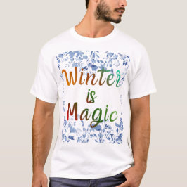 冬の魔法 - 氷のような花のフレーム Tシャツ