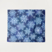 冬の魔法 雪の結晶 深い青空 タペストリー (正面(横))
