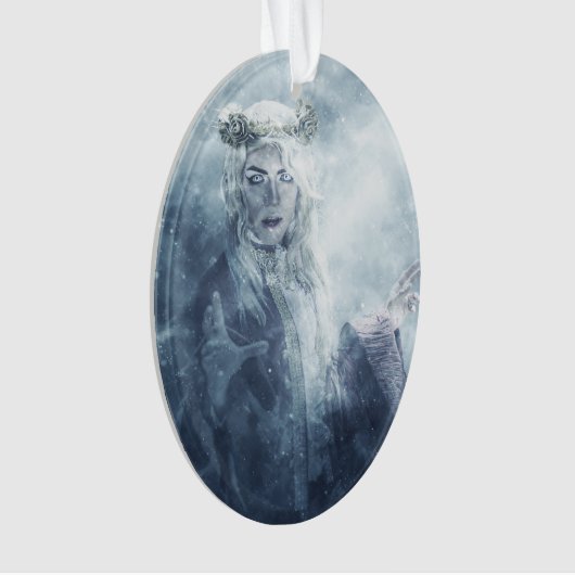 冬の魔術師のファンタジーの雪の女王の魔法使い オーナメント (正面)