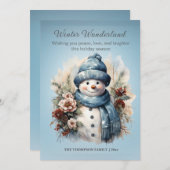 冬の鮮やかワンダーランド雪だるまアイスブルー シーズンカード (正面/裏面)