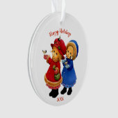 冬の鳥とキュートなクリスマストットのアクリル オーナメント (正面)