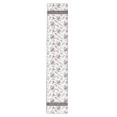 冬の鳥とホリーパターンのクリスマス ミディアムテーブルランナー (正面)