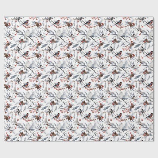 冬の鳥と実 ラッピングペーパー (フラット)