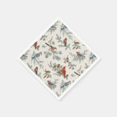 冬の鳥と松の枝模様 スタンダードカクテルナプキン (角)