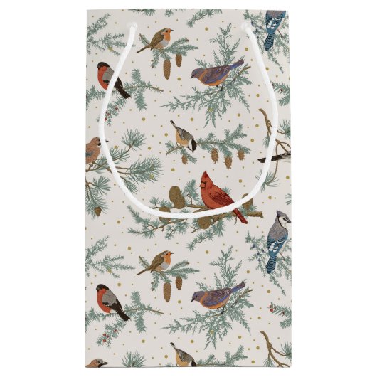 冬の鳥と松の枝模様 スモールペーパーバッグ (裏面)