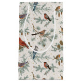 冬の鳥と松の枝模様 スモールペーパーバッグ (正面)