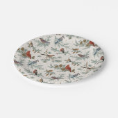 冬の鳥と松の枝模様 ペーパープレート (アングル)