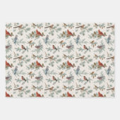 冬の鳥と松の枝模様 ラッピングペーパーシート (正面3)