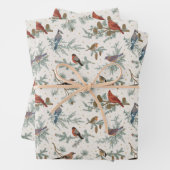 冬の鳥と松の枝模様 ラッピングペーパーシート (インサイチュ)