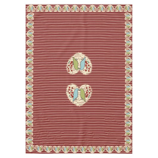 冬の鳥と果実が大好き60インチx 84インチ テーブルクロス (正面)