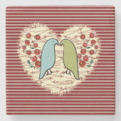 冬の鳥と果実が大好き ストーンコースター (正面)