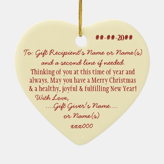 冬の鳥と果実が大好パーソナライズされた セラミックオーナメント (裏面)