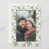 冬の鳥と素朴松のスプレー写真クリスマス シーズンカード (裏面)