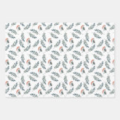 冬の鳥と葉の模様 ラッピングペーパーシート (正面2)