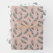 冬の鳥と離れのパターン ラッピングペーパーシート (インサイチュ)