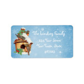 冬の鳥と鳥小屋 ラベル (正面)