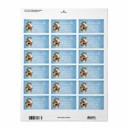 冬の鳥と鳥小屋 ラベル (フルシート)