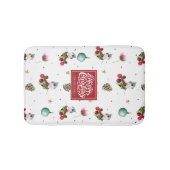 冬の鳥のクリスマスタフテッドタイマウスパーソナライズされた バスマット (正面)