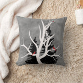 冬の鳥のシルエット クッション (ブランケット)