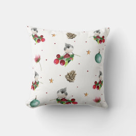 冬の鳥のタフテッドタイトマウスクリスマスパターン クッション