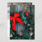 冬の鳥のドア飾り - 冬の鳥たち シーズンカード (正面/裏面)