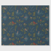 冬の鳥のパターンの贈り物 ラッピングペーパー (フラット)