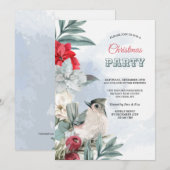 冬の鳥のホリデーパーティー招待状 シーズンカード (正面/裏面)