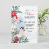 冬の鳥のホリデーパーティー招待状 シーズンカード (スタンド正面)