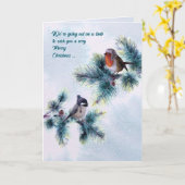 冬の鳥の危ない橋を渡るクリスマス カード (黄色い花)