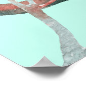 冬の鳥の木の枝の水色 ポスター (角)