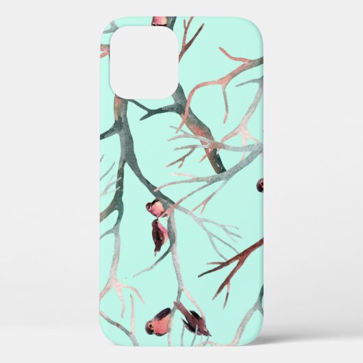 冬の鳥の木の枝の水色 Case-Mate iPhoneケース (裏面)