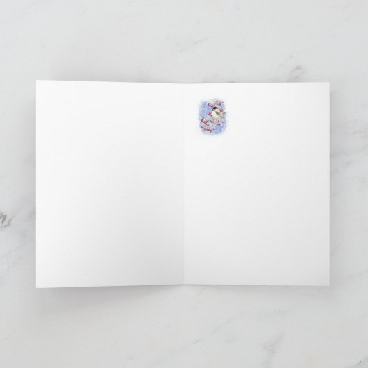 冬の鳥の果実の霜の降りたな窓ありがとう サンキューカード (内部)