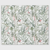 冬の鳥の水色クリスマス ラッピングペーパー (フラット)