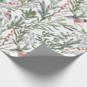 冬の鳥の水色クリスマス ラッピングペーパー (角)