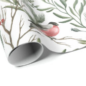 冬の鳥の水色クリスマス ラッピングペーパー (ロールコーナー)