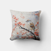 冬の鳥の花 クッション (正面)