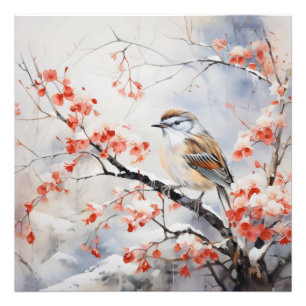 冬の鳥の花 フォトプリント           