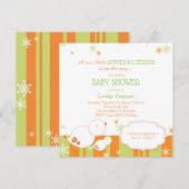 冬の鳥の赤ちゃん女の子赤ちゃんシャワー 招待状 (正面/裏面)