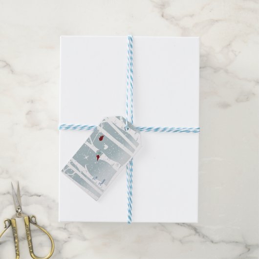 冬の鳥を愛する ギフトタグ (より糸つき)