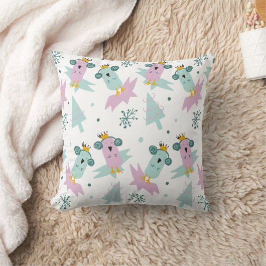 冬の鳥クリスマスツリーアイスバーグドードル クッション (ブランケット)